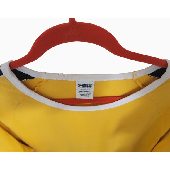 Victoria's Secret Pink Yellow Long Sleeve Shirt With Black Stripe Accents Size L - Picture 5 of 13